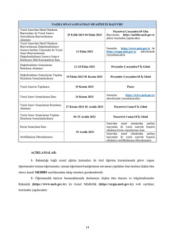 Uzman Öğretmenlik ve Başöğretmenlik Sürecine İlişkin Detaylı Takvim 3