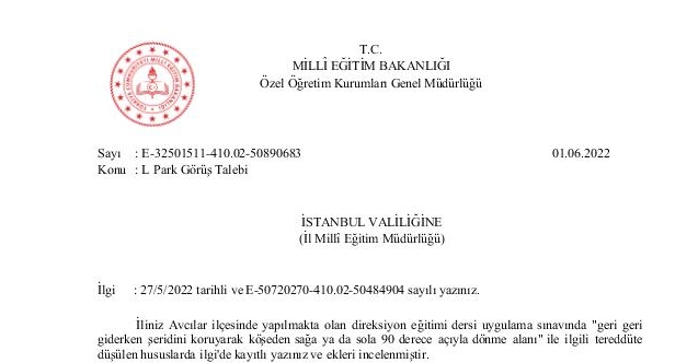 MEB'den ''L Park'' Görüş Yazısı