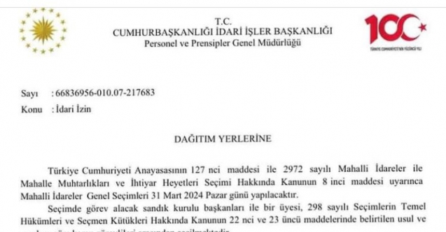 Seçimde Görevli Kamu Personeli 1 Nisan'da İdari İzinli Sayılacak