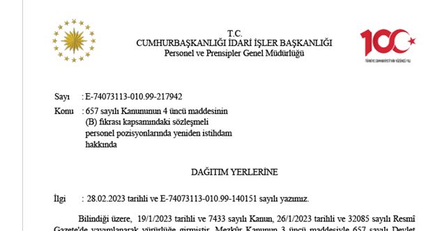 Sözleşmeliden kadroya geçen personel ile ilgili görüş yazısı